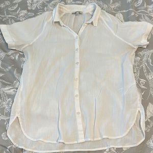 Madewell White Button Down Sheer Blouse